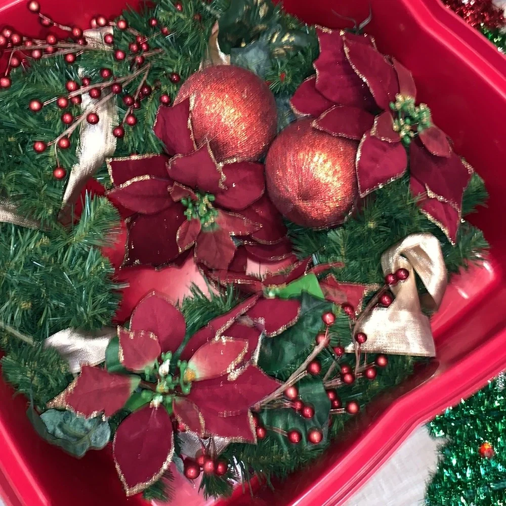 Handmade Christmas wreath with container